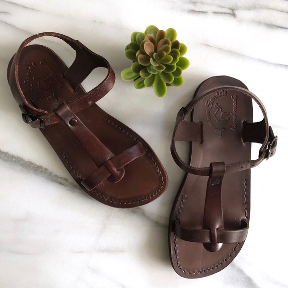 Jerusalem Sandals Shoes - Jerusalem Dark Brown Handmade Leather Sandals